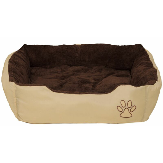 Dog bed Foxi made of polyester - cat bed, luxury dog bed, pet bed - 90 x 70 x 18 cm - brown/beige