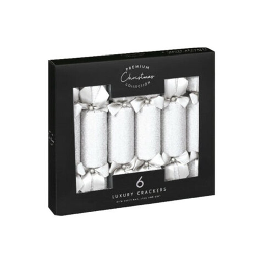 6 Luxury 14 Silver Christmas Crackers Premium Gifts Table Fun Game New