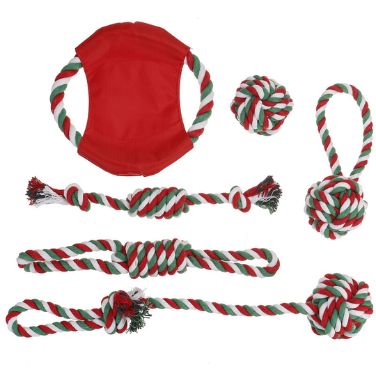 Dog Rope Toys Kit Tough Strong Chew Knot Ball Pet 6PCS