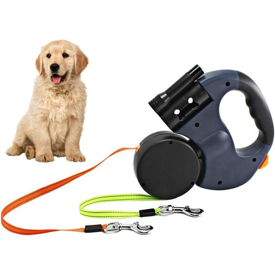 Benobby Kids - Retractable Double Dog Leash, 3m Double Dog Leash for Two Dogs Flexible double dog leash with non-slip grip, for small and medium dogs