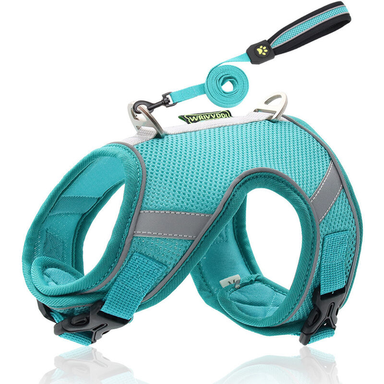 Dog chest harness leash reflective breathable puppy dog leash s Blue - Muff