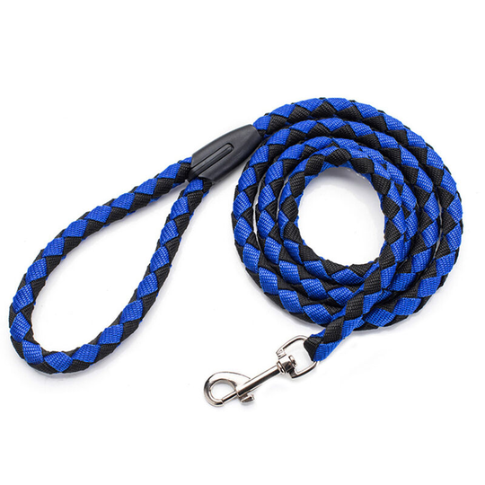 Nylon braided dog leash, easy to control, non-telescopic, high-quality hardware, blue - blue