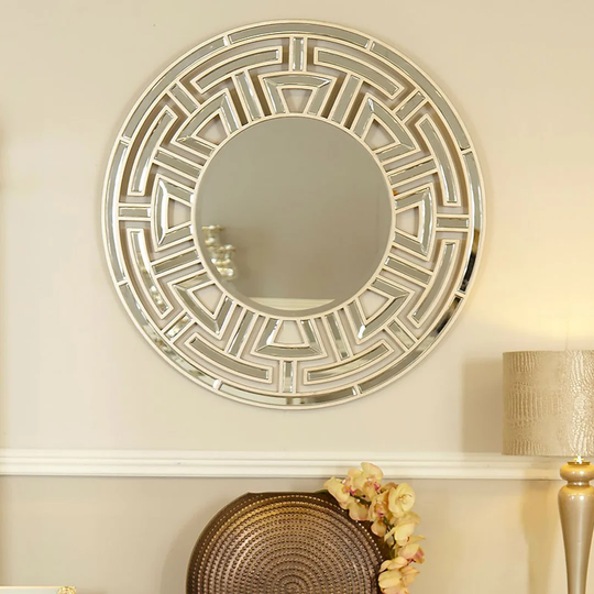 Grisworld Round Wall Mounted Accent Mirror in Silver