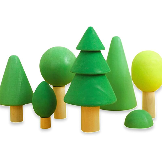 Wooden Toys by Curious Melodies | BlockWorlds Building Blocks - Round Trees | Nature Toy Block Sets
