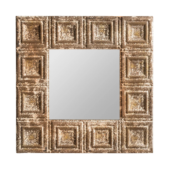 Milvignes Wood Framed Wall Mounted Accent Mirror in Natural Distressed
