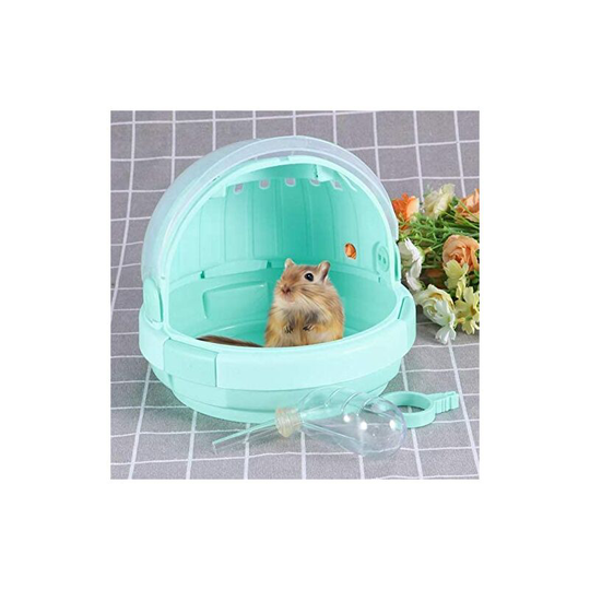 Echoo - Portable Hamster Carry Cage Habitat, 7.6x6.5in Small Animal Cage, with Water Bottle Travel