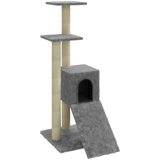 Cat Tree with Sisal Scratching Posts Light Grey 92 cm Vidaxl Grey