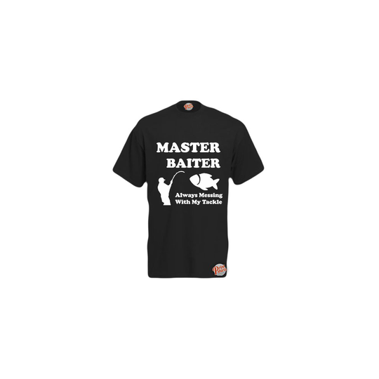 (Black, XXX-Large) Master Baiter! Mens Unisex Funny T-Shirt. Retro Tee
