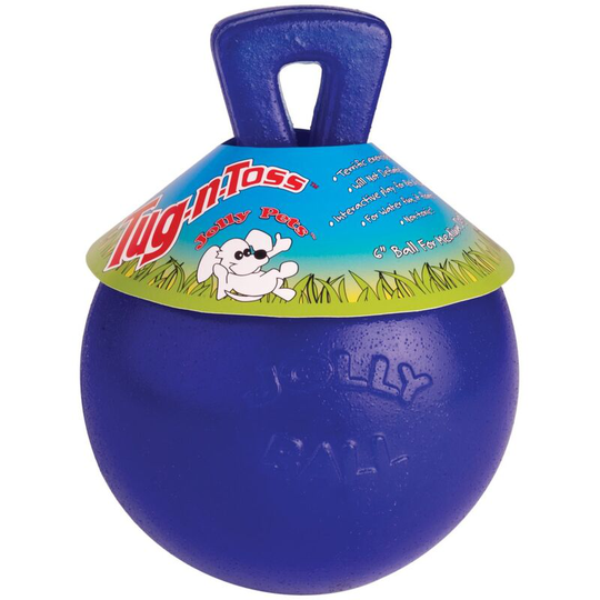 Jolly Ball Tug-N-Toss Dog Toy (8in) (Blue) - Blue - Horsemens Pride
