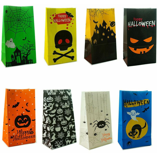 Halloween Paper Bags, 8 Piece Halloween Candy Bags, for Candy, Cookies, Nuts, Chocolates lycxames