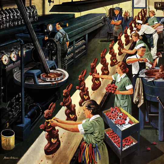 Chocolate Easter Bunnies by Stevan Dohanos - Wrapped Canvas Graphic Art Print