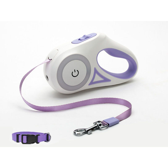 Glowing Dog Leash - Retractable Pet Leash 3m - Dog Supplies Dog Walking Leash l purple - Muff