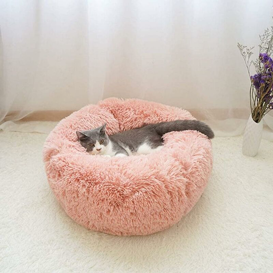 Round Plush Basket for Cat, Dog Donut Shape