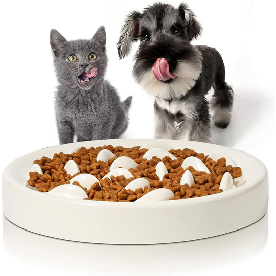 Anti Glutton Cat Dog Bowl Large Size Elevated Anti Glutton Cat Dog Bowl,Slow Feeding Bowl with Non-Slip Base Promotes Healthy Eating