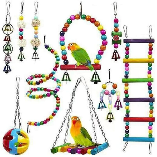 10pcs set of parrot toy bite parrot toy bird toy birdcage accessories