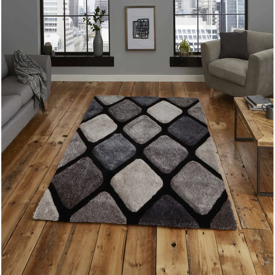 Evelyn Handmade Tufted Black/Grey Rug