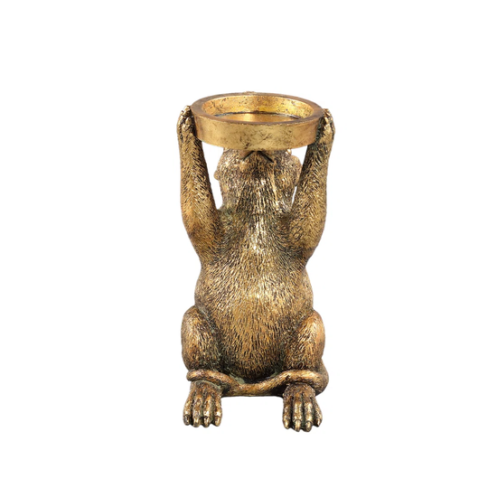 Miro Gold Polyresin Mouse Candle Holder