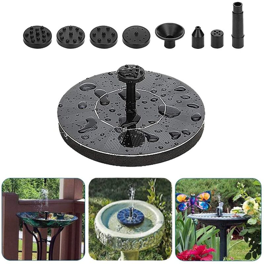Solar Powered Fountain, Floating Solar Fountain Pump 1.5W,Bird Bath Outdoor Solar Fountain Outdoor Fountain Free Standing Solar Panel Kit Water