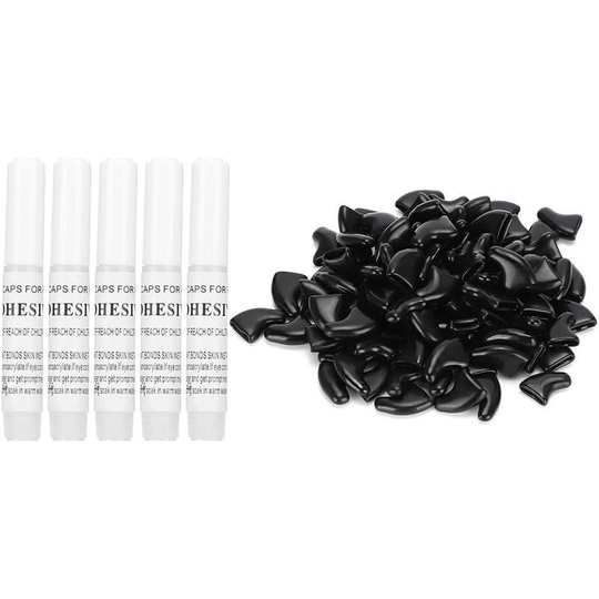 Deckon - Cat Nail Caps, 100 Pieces Soft Cat Nail Cover Protector with Glue for Cats Kitten Anti-Scratch Safe(Black s)