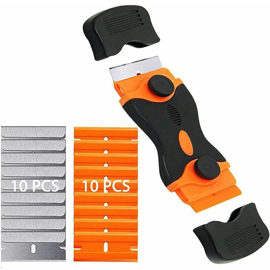 Echoo - Ceramic Hob Scraper + 20 Blades, Versatile Glass Scraper Ceramic Hob Scraper for Windows/Mirror/Floor Cleaning