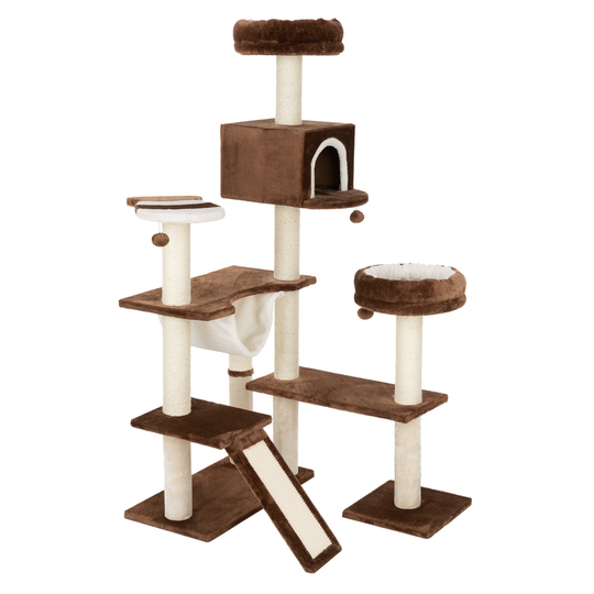 Gingerbread House Cat Tree with Ladder - Dark Brown