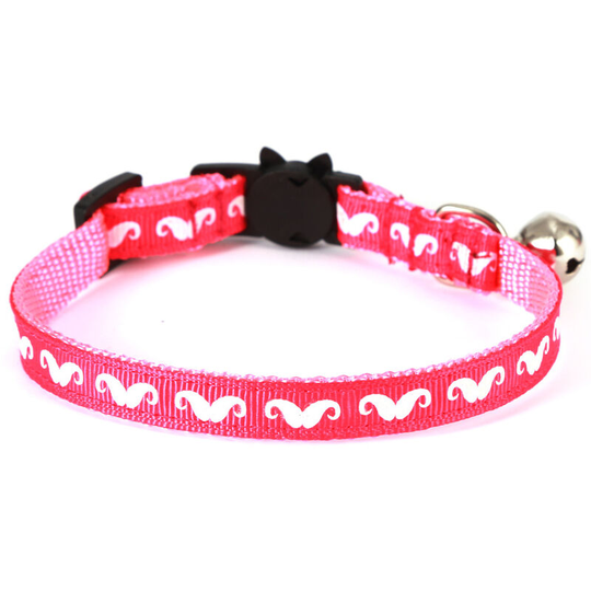 Cat Collar Cat and Dog Necklace Bell Cat Clad Mustache Pink, s 1.0 * 28cm