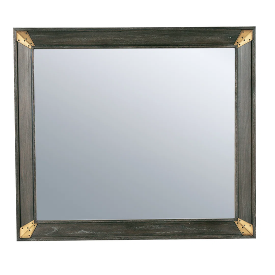 Edgewater Solid Wood Framed Wall Mounted Accent Mirror in Grey/Gold