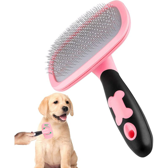 Dog and Cat Grooming Brush Dog and Cat Comb with Long and Short Bristles-Blue