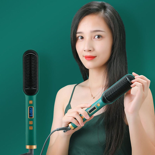2-in-1 electric professional anion hair straightener straight hair comb with Lcd display