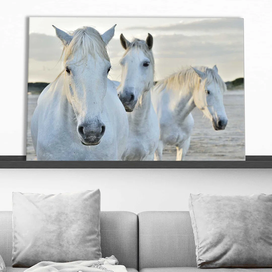 White Horses - Wrapped Canvas Photograph