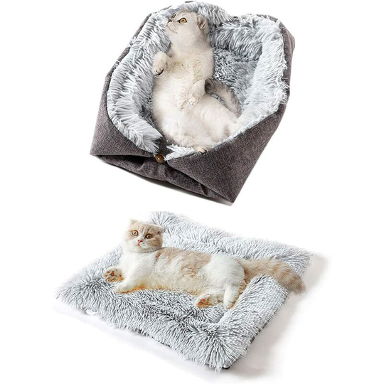 Cat Bed Cushion Bed Cushion Comfy Soothing Bed for Dog Cat Winter Plush Large for Pet Puppy Kitten Kitty Dual Use