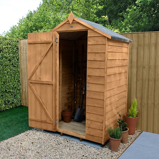 Forest - Wooden Outdoor 4x3ft Garden Storage Shed No Windows - Overlap Dip-Treated Waterproof Apex Roof