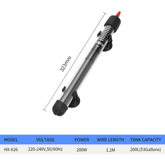 Automatic Thermostatic Seawater Heater for Fish Aquarium Explosion Proof Quartz Heating Rod (HX-626 200W)