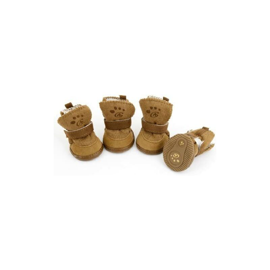 Pack of 2 pairs of boots with Velcro closure for dogs Brown Size s