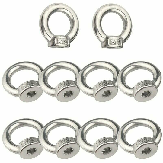 304 stainless steel lifting ring ring nut marine lifting ring lifting ring M8 lifting ring nut 10pcs