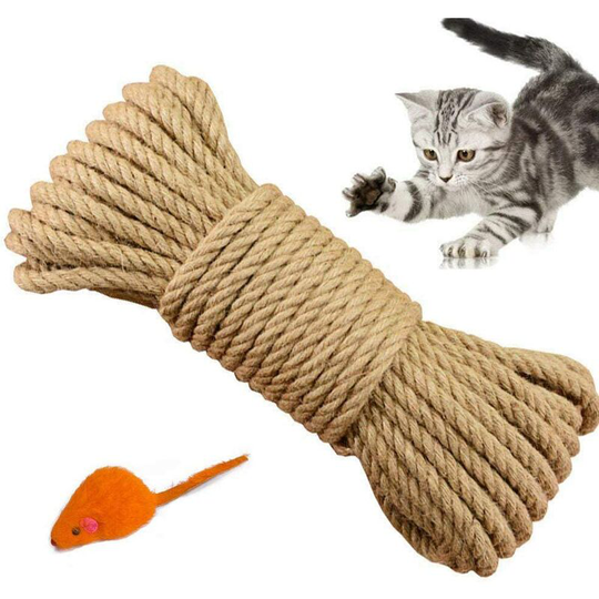 6mm Natural Sisal Rope Replacement Old Rope Ideal Accessory to Replace Cat Tree Posts (10m, Brown)