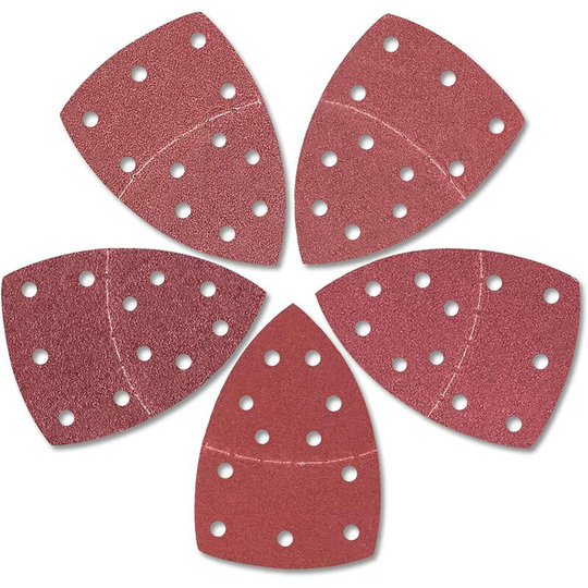 Betterlifegb - 25 Pieces 11 Holes Sanding Paper for 152 x 105mm Triangular Sander, Grit 40/60/80/100/120 Aluminum Oxide Sanding Sheets, Ideal for