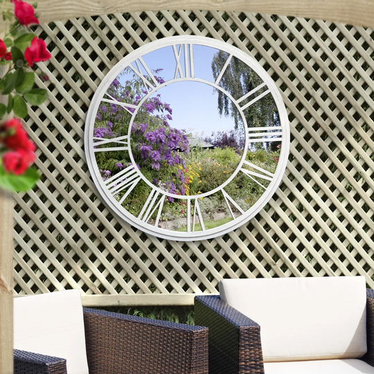 Roman Numerals Garden Wall Mounted Mirror
