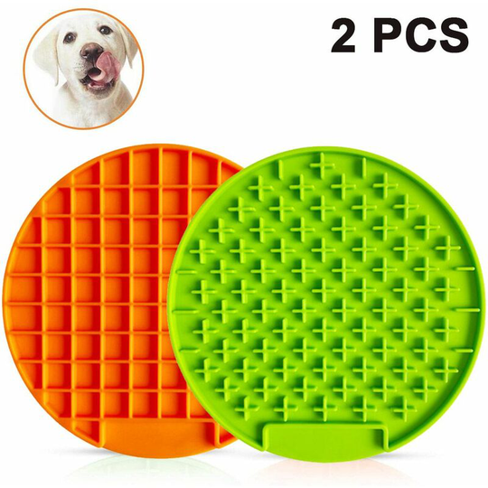 2PCS Pet Lick Pad, Peanut Butter Lick Mat, Anxiety Relief Fun Dog Feeder/Promote Health for Dog Cat, Lick Pad for Pet Bathing Grooming and Training,