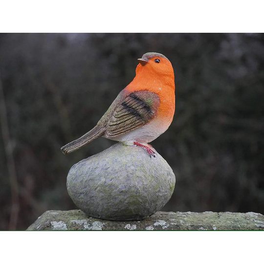 2 Piece Harbour Robin Redbreast Perched on Stones Garden Ornament Set