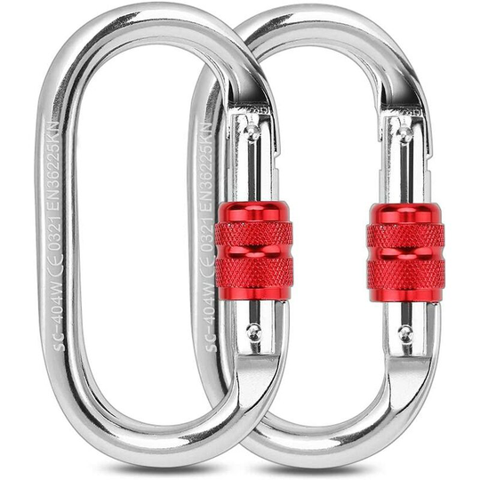 Tinor - Climbing Carabiners, 2Pcs Safety Carabiners 25KN O-Shape Locking Carabiner for Rock Climbing, Rappelling, Hammocks, Dog Leash, Bottle