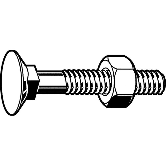 M8X60 Flat Countersunk Long Square Neck Bolt c/w Nut bzp (gr- you get 5 - Qualfast