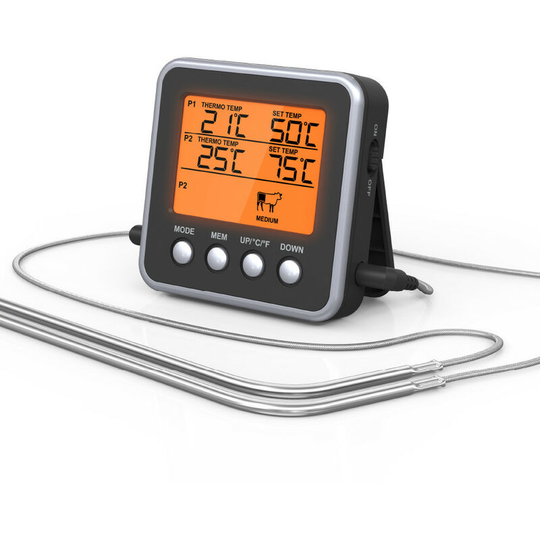 Benobby Kids - Digital Meat Thermometer with Large Display for Smoker Oven Kitchen Treats bbq Grill Thermometer with Timer and Stainless Steel