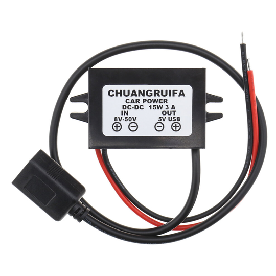DC Buck Converter 12V 24V 36V to 5V 3A with Single USB Power Adapter