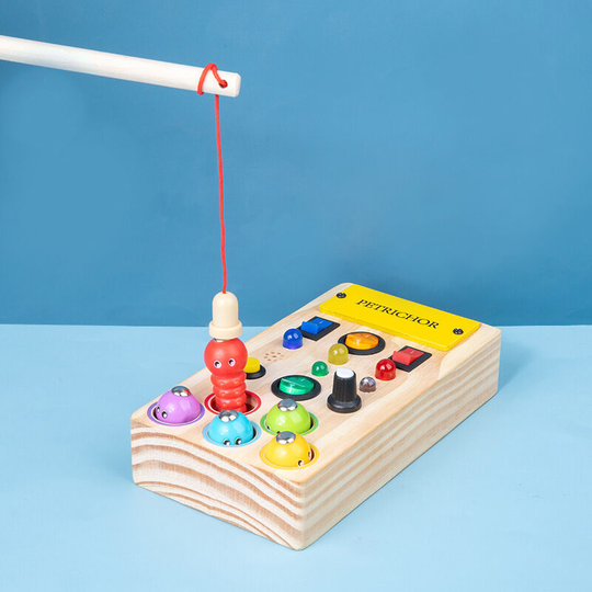 Wooden led light Busy board Fishing game Insect catching children's puzzle Street light color cognition
