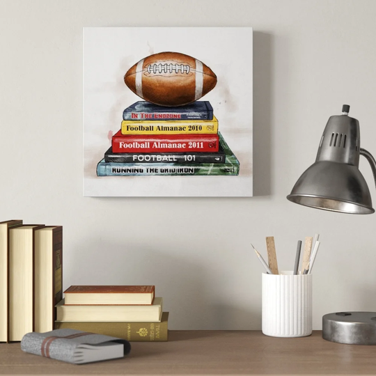 Football Books - Wrapped Canvas Graphic Art Print