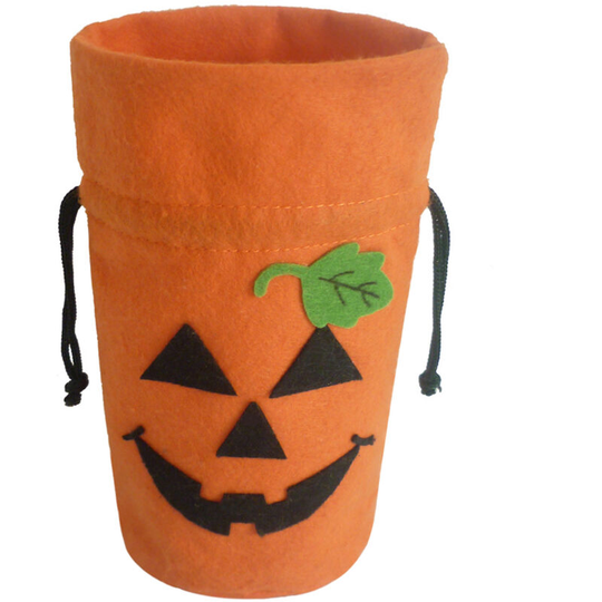 Superseller - Halloween Felt Fabric Gift Bag Trick or Treat Candy Bag with Drawstring Closure Halloween Party Costumes Supplies Decorations--Pumpkin