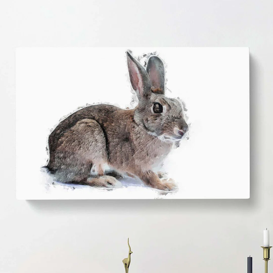 Brown Bunny Rabbit in Abstract - Wrapped Canvas Painting Print