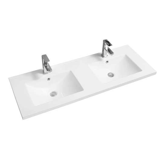 Mid-Edge Ceramic 121Cm Double Inset Basin With Scooped Bowl