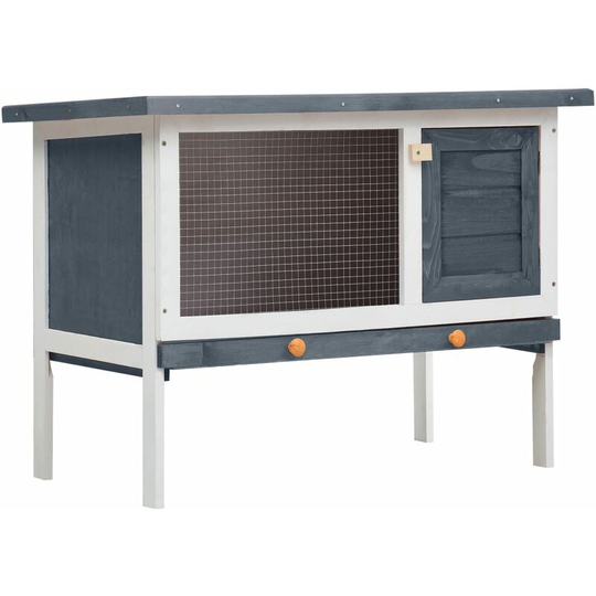 Topdeal - Outdoor Rabbit Hutch 1 Layer Grey Wood FF170828_UK